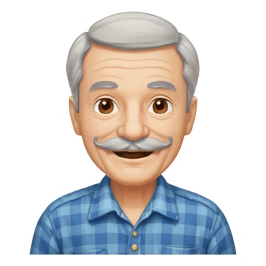 mustached elderly man with vintage shirt sticker