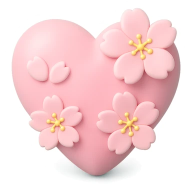 pink heart with sakura flowers, vinyl figure style sticker