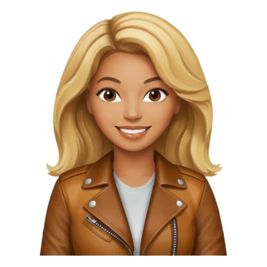beyonce blonde hair jane wear leather jacket, smile happy sticker