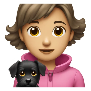 girl with little scruffy black dog in a pink collar sticker