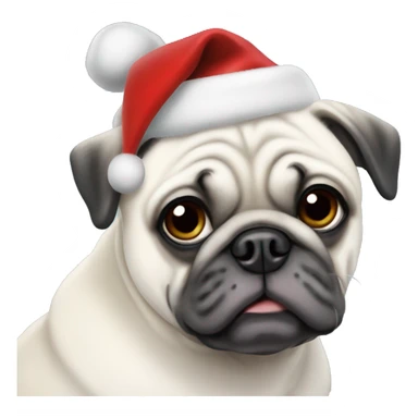 White pug Christmas  sticker