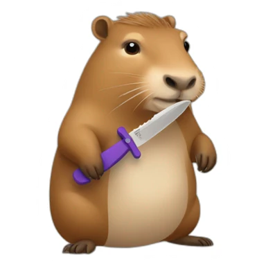 capybara holding a toy knife sticker