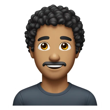 White man with black curly hair, brown eyes, and light stubble only in the mouth region and neck sticker