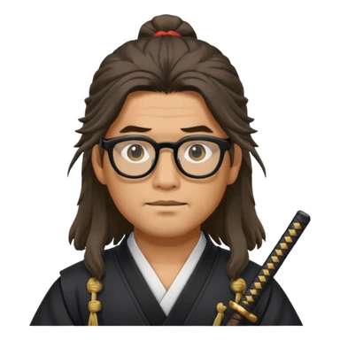 Long Haired Samurai with Glasses,Long-haired ronin adjusting black spectacles sticker