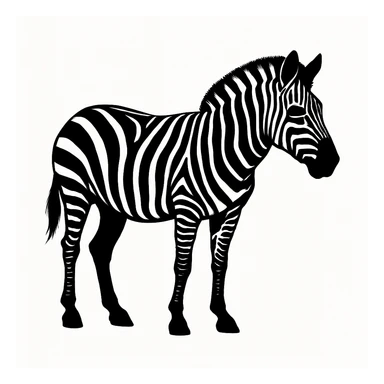 Zebra black silhouette white background sticker