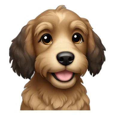 bouvier fawn brown and black puppy face very long hair smiling sticker