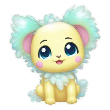 Shiny Kawaii Innocent Shy Baby Sparkly Colorful Pastel Fluffy beautiful fantasy Kawaii Ethereal Sona Fakemon-animal Full Body sticker