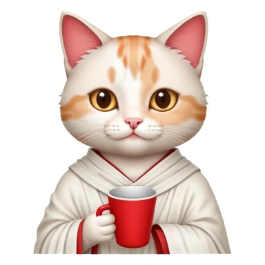 cat wearing a toga, holding a drink, classic college party look sticker