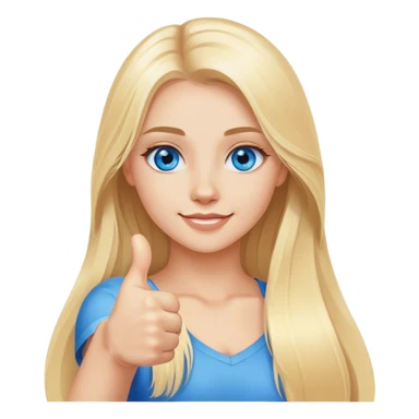 Pretty Blonde with long hair model, blue eyes Thumbs up sticker