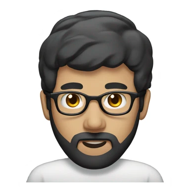 Man, short balding black hair, long black beard, glasses sticker