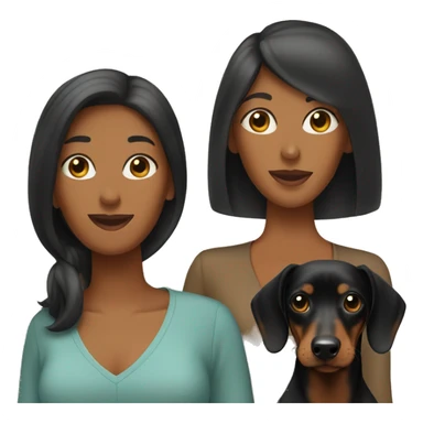 Two women and black and tan dachshund  sticker