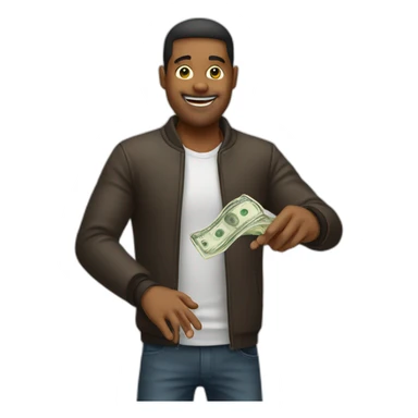 man throwing money up sticker