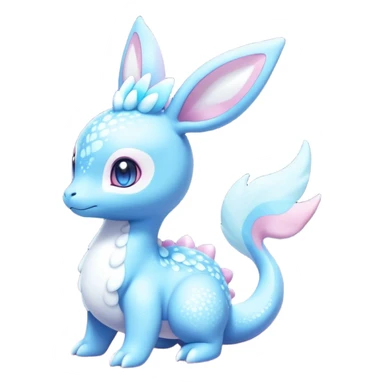 Shiny Exotic Colorful Ethereal Sparkly Sylveon-Lapras-Amaura-Aurorus-Fakémon-hybrid-creature (full body)  sticker