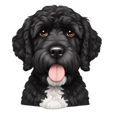 black face Portuguese water dog with white chin and chest sticker