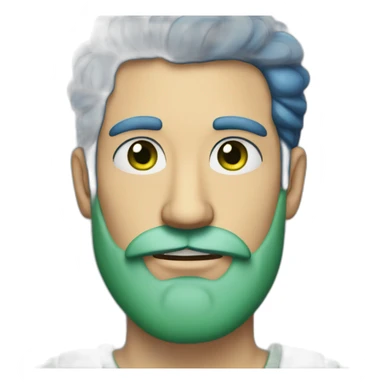 a man with a blue beard and green eyes sticker