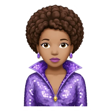 Macy Gray from Mary Mary with dark brown hair, pale lavender sequin outfit sticker