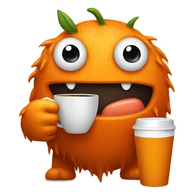 orange monster with coffee sticker