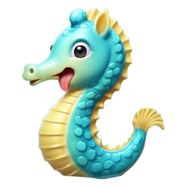 Cinematic Cute Yawning Sea Horse Portrait Emoji, Head tilted slightly with a dramatic, wide-open yawn, showcasing a slender, gracefully curved body with a softly drooping tail and sleepy, half-closed eyes, Simplified yet irresistibly adorable features, highly detailed, glowing with a soft, cozy aquatic glow, high shine, relaxed yet expressive, stylized with a dash of whimsical marine charm, soft glowing outline, capturing the essence of a drowsy yet affectionate sea horse that appears ready to stretch out for a nap! sticker