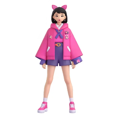 Japanese fashion model in harajuku style outfit sticker