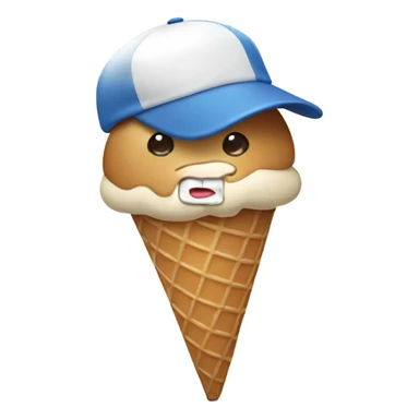 Ice cream cone with a baseball hat  sticker