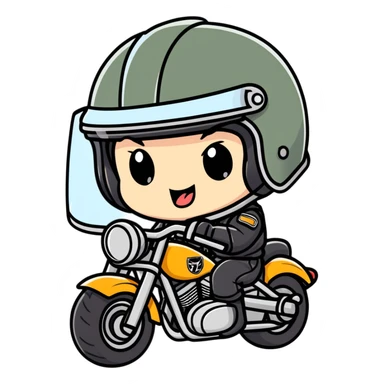 chibi biker with tongue hanging out and hot helmet sticker