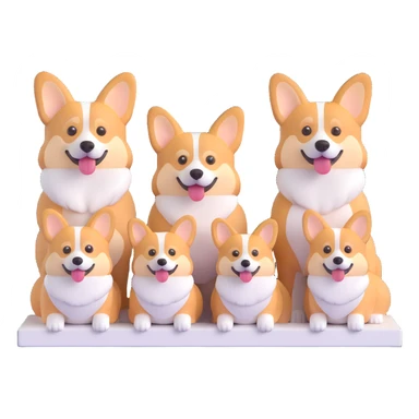 corgi family group photo in a modern white frame sticker