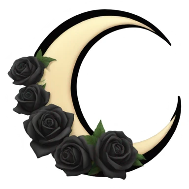 crescent moon with black roses  sticker