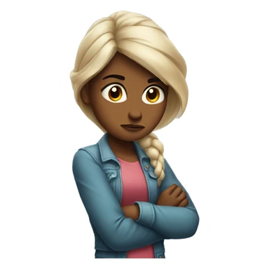 Arm crossed girl with disappointed face sticker