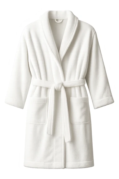 white luxury bathrobe, no background sticker