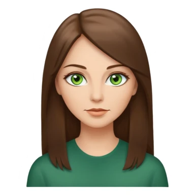 pretty middle age woman with green eyes and long straight ash-brown hair  sticker