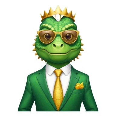 rich capitalist iguana king gold sunglasses sticker