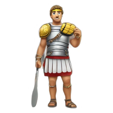 Roman gladiator with tennis racket at colosseum sticker