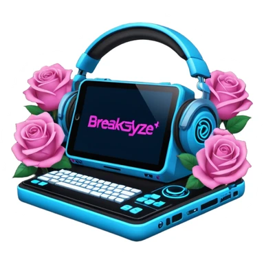 un gif texte qui défile  "BREAKSTYLEZ TV"  change de couleur sur fond noir sur le theme dj sticker
