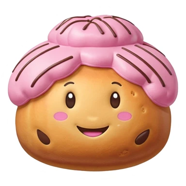 pink kawaii inflatable pan dulce concha sticker