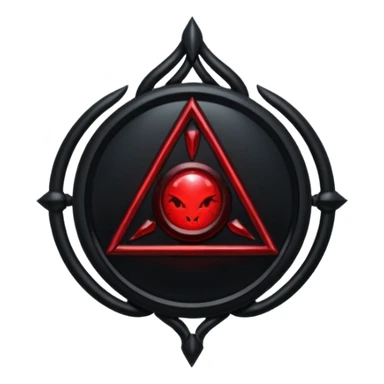 iOS sticker, dark fantasy amulet, black base, red symbol, minimal sticker