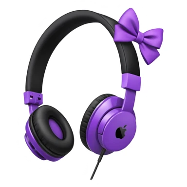 apple headphoness with bow on the right side black and purple  sticker