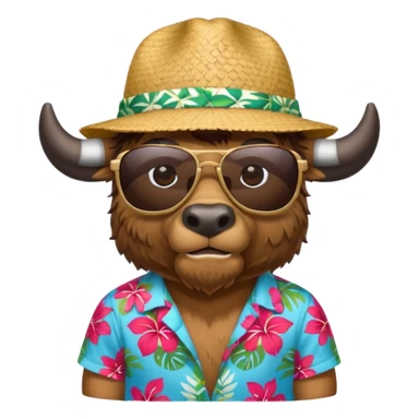 Bison with a Hawai shirt sunglases and a hat  sticker