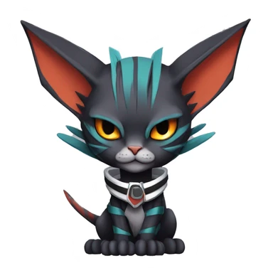 Cool Anthro Noivern-Litten-Sphynx-Pokémon with edgy stripes collar punk techwear Full Body sticker