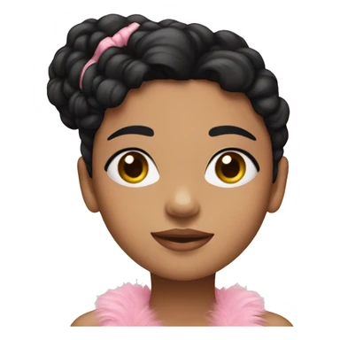 Young girl with black hair and pink boa sticker