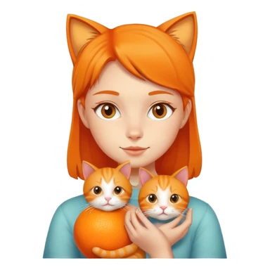 Girl holding orange cat sticker