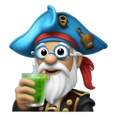 pirate Papa Smurf drinking mojito sticker