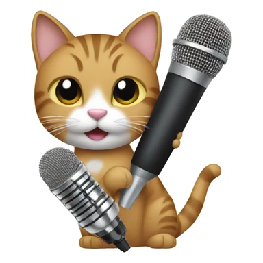cat holdingkaraoke mic sticker