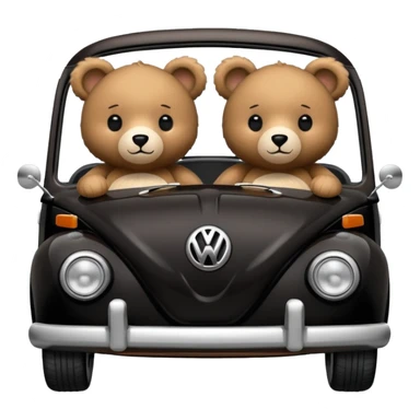 Two teddy bears in black Volkswagen  sticker