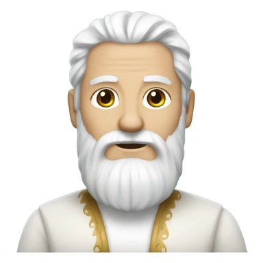 A man with a long white beard, white hair, wearing a white tunic sticker
