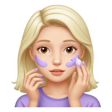 girl applies lavender cream to face sticker