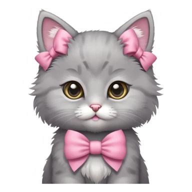grey kitten wearing pink bow sticker