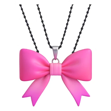 3D emoji style pink bow with gothic effect, ombre pink to black, black rose center, and silver chain details sticker