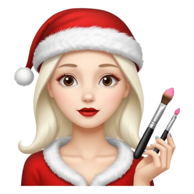 clean and vanilla girl who loves cosmetics and fashion with santa claus hat like holiday mood sticker