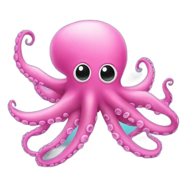pink octopus swimming sticker
