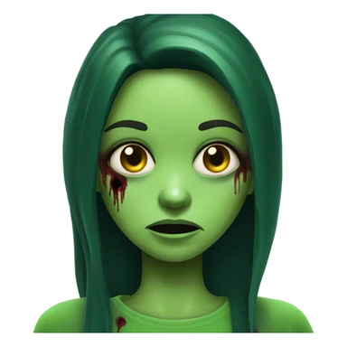 Brunette zombie girl in horror green creppy sticker